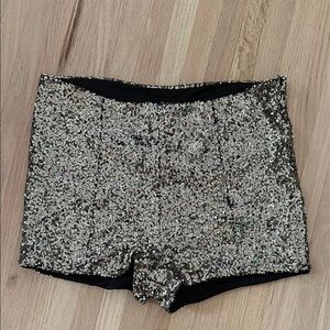 Black and Gold Sequin Shorts high rise